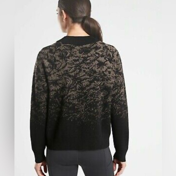 Athleta  Jacquard Crew Wool Sweater, Color Frosted Floral Charcoal Gray, Size XS - Picture 2 of 15